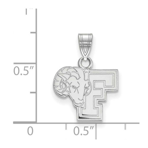 Image of 10K White Gold Fordham University Small Pendant by LogoArt (1W001FOU)