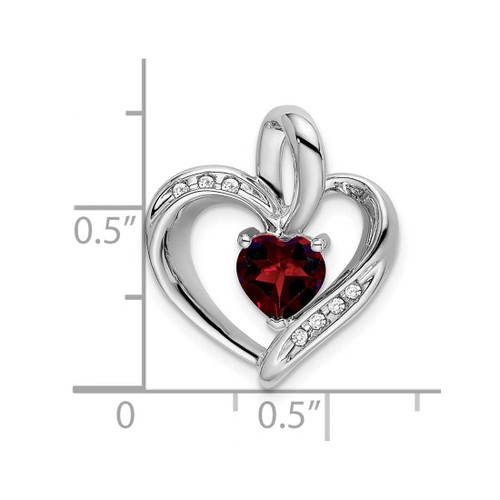 Image of 10k White Gold Garnet and Diamond Heart Pendant PM7004-GA-005-1WA