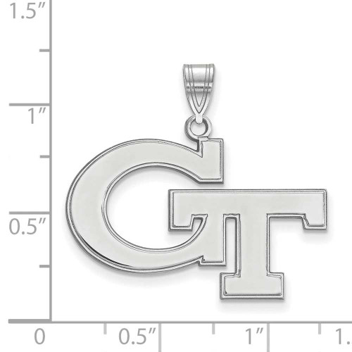 Image of 10K White Gold Georgia Institute of Technology Large Pendant by LogoArt 1W004GT