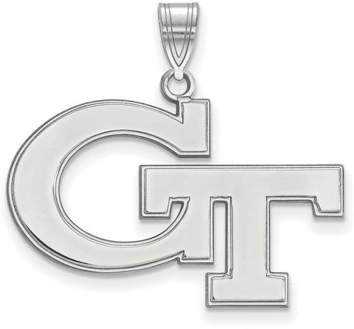 Image of 10K White Gold Georgia Institute of Technology Large Pendant by LogoArt 1W004GT