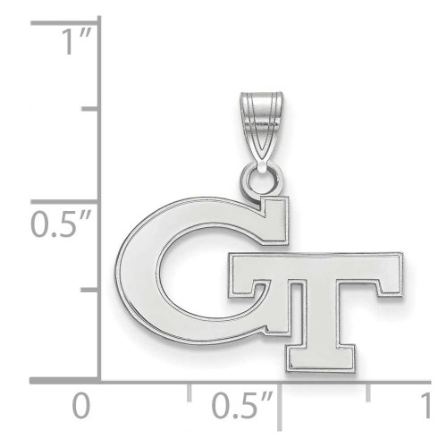 Image of 10K White Gold Georgia Institute of Technology Small Pendant by LogoArt 1W002GT