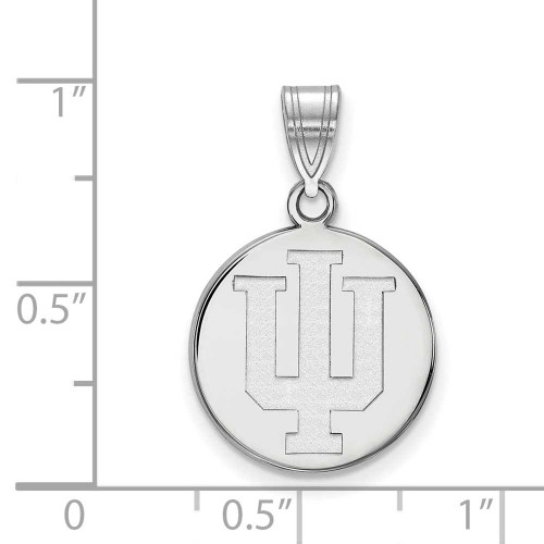 Image of 10K White Gold Indiana University Medium Disc Pendant by LogoArt (1W037IU)