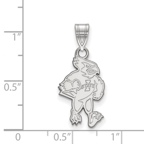 10K White Gold Iowa State University Large Pendant by LogoArt (1W018IAS)