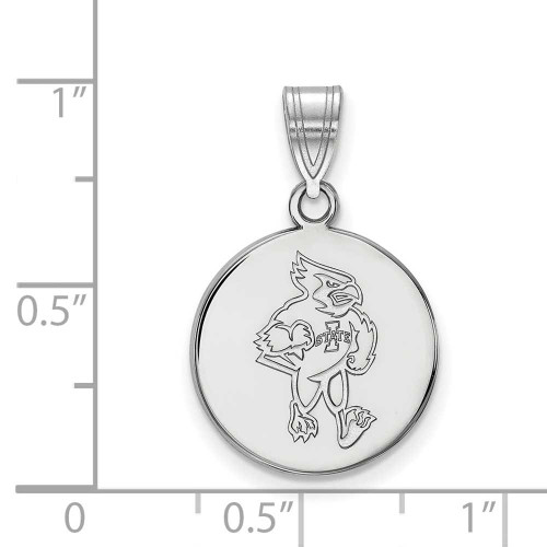 Image of 10K White Gold Iowa State University Medium Disc Pendant by LogoArt (1W037IAS)