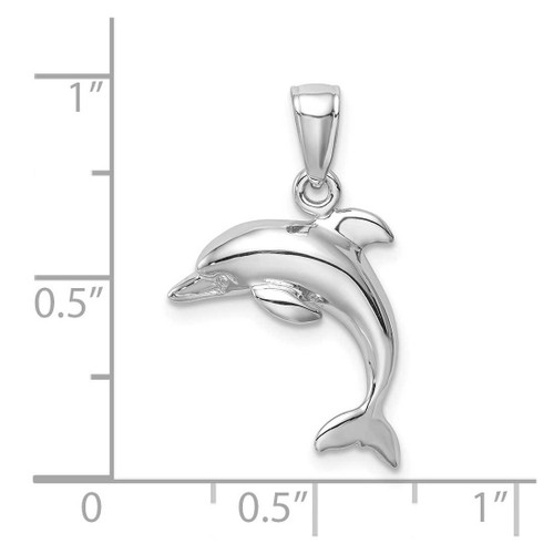 Image of 10K White Gold Jumping Dolphin Pendant