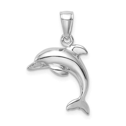 Image of 10K White Gold Jumping Dolphin Pendant