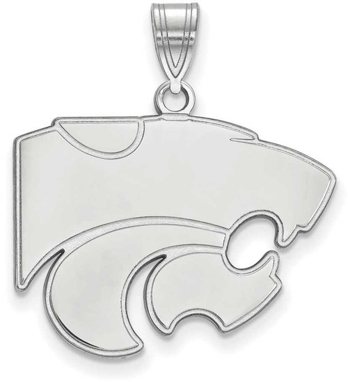 Image of 10K White Gold Kansas State University Large Pendant by LogoArt (1W004KSU)