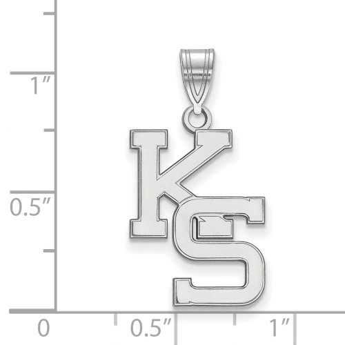 Image of 10K White Gold Kansas State University Large Pendant by LogoArt (1W046KSU)