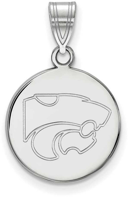 Image of 10K White Gold Kansas State University Medium Disc Pendant by LogoArt