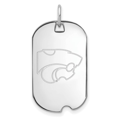10K White Gold Kansas State University Small Dog Tag by LogoArt