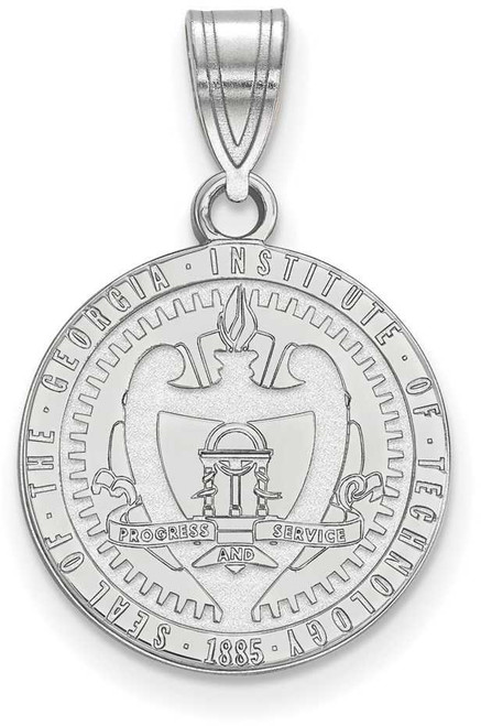 Image of 10k White Gold LogoArt Georgia Institute of Technology Medium Crest Pendant