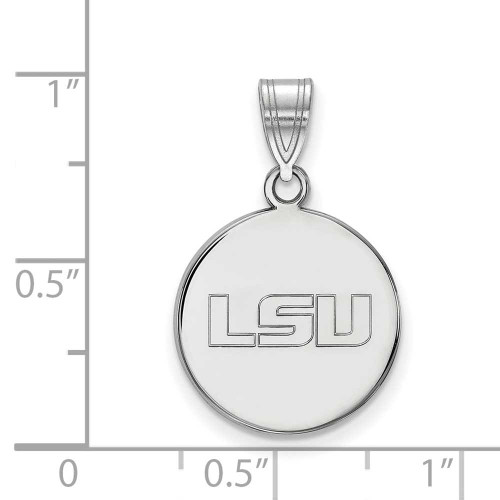 Image of 10K White Gold Louisiana State University Medium Disc Pendant by LogoArt