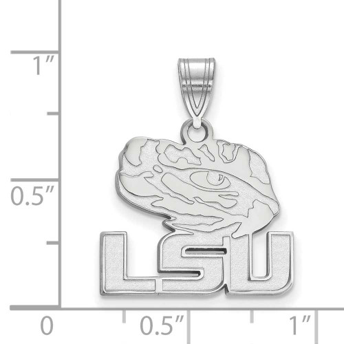 Image of 10K White Gold Louisiana State University Medium Pendant by LogoArt (1W075LSU)