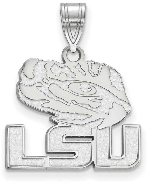 Image of 10K White Gold Louisiana State University Medium Pendant by LogoArt (1W075LSU)