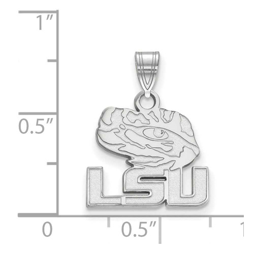 Image of 10K White Gold Louisiana State University Small Pendant by LogoArt (1W074LSU)
