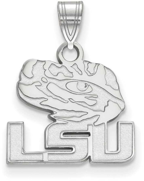 Image of 10K White Gold Louisiana State University Small Pendant by LogoArt (1W074LSU)