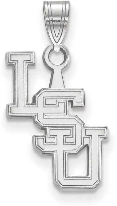 Image of 10K White Gold Louisiana State University Small Pendant by LogoArt (1W079LSU)