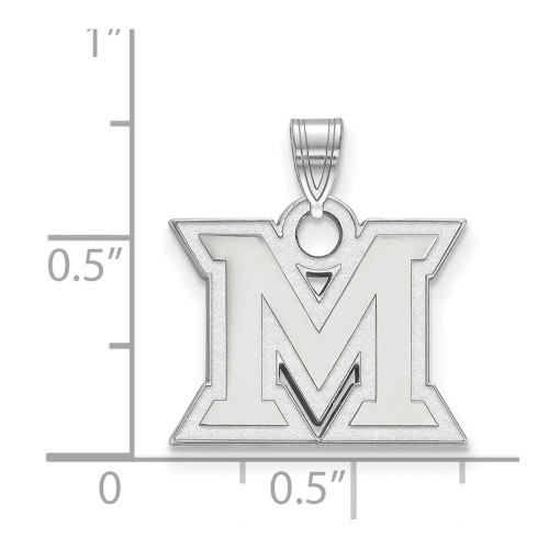 Image of 10K White Gold Miami University Small Pendant by LogoArt (1W002MU)