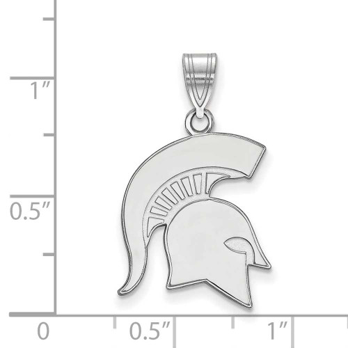 Image of 10K White Gold Michigan State University Large Pendant by LogoArt (1W046MIS)