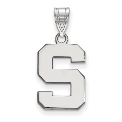 10K White Gold Michigan State University Medium Pendant by LogoArt (1W003MIS)