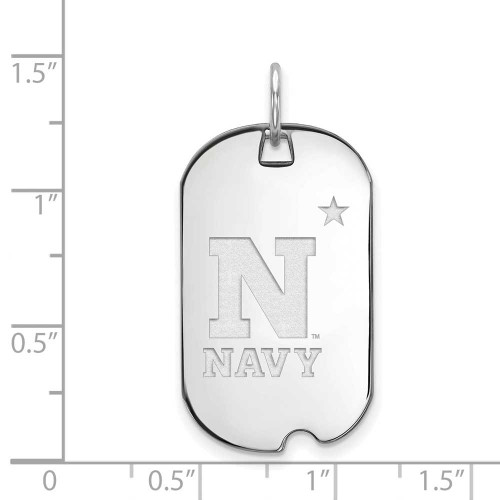 Image of 10K White Gold Navy Small Dog Tag by LogoArt (1W007USN)