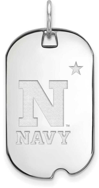 Image of 10K White Gold Navy Small Dog Tag by LogoArt (1W007USN)