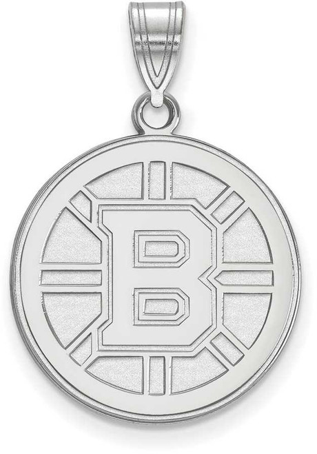 Image of 10K White Gold NHL Boston Bruins Large Pendant by LogoArt (1W004BRI)