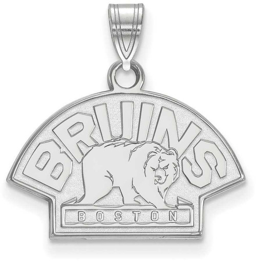 Image of 10K White Gold NHL Boston Bruins Small Pendant by LogoArt (1W039BRI)