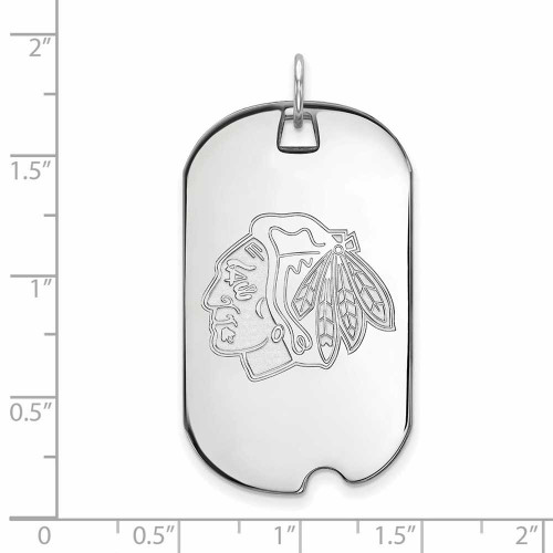 Image of 10K White Gold NHL Chicago Blackhawks Large Dog Tag by LogoArt