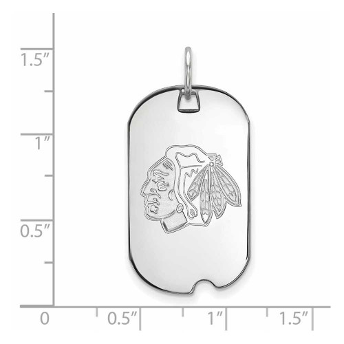 Image of 10K White Gold NHL Chicago Blackhawks Small Dog Tag by LogoArt