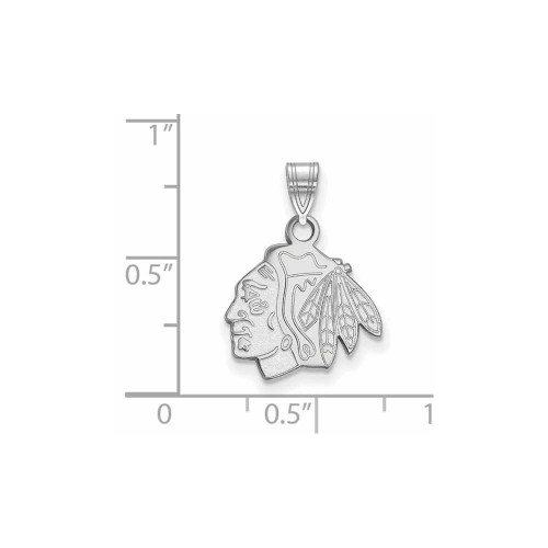 Image of 10K White Gold NHL Chicago Blackhawks Small Pendant by LogoArt (1W002BLA)