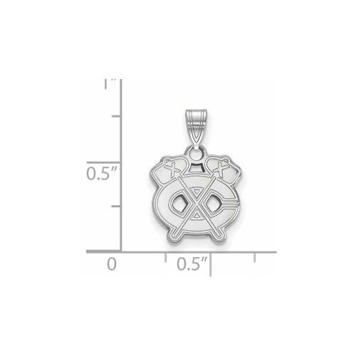 Image of 10K White Gold NHL Chicago Blackhawks Small Pendant by LogoArt (1W038BLA)