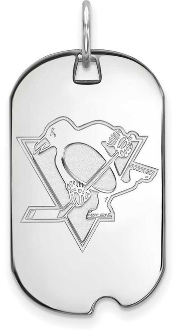Image of 10K White Gold NHL Pittsburgh Penguins Small Dog Tag by LogoArt