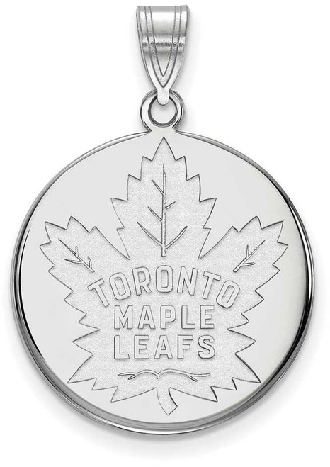 Image of 10K White Gold NHL Toronto Maple Leafs Large Disc Pendant by LogoArt