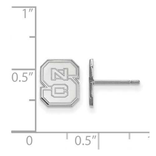 Image of 10K White Gold North Carolina State University XSmall Earrings LogoArt 1W008NCS