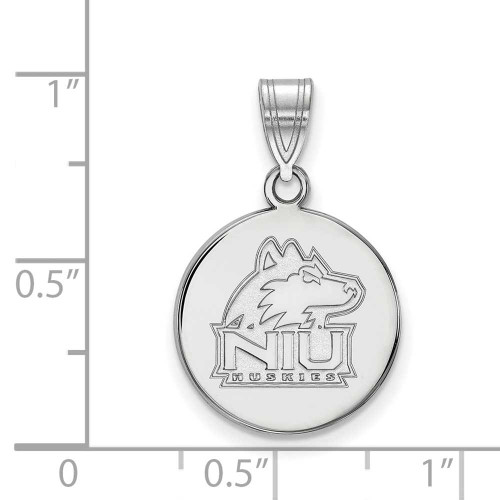 Image of 10K White Gold Northern Illinois University Medium Disc Pendant LogoArt 1W034NIU