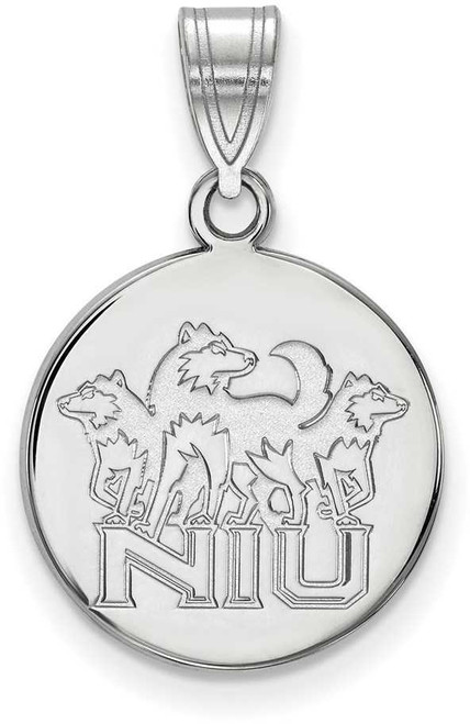 Image of 10K White Gold Northern Illinois University Medium Disc Pendant LogoArt 1W036NIU