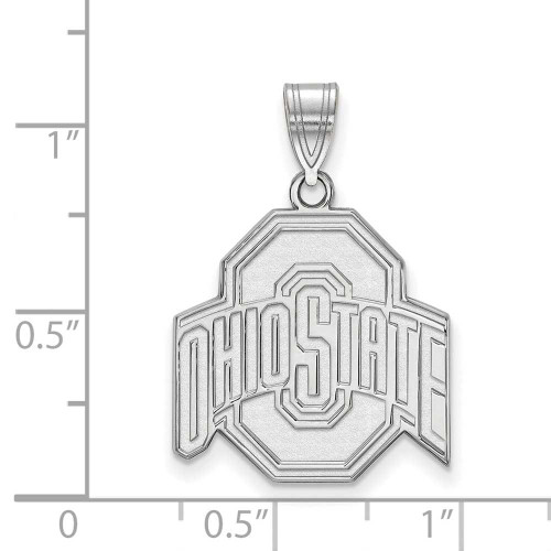 Image of 10K White Gold Ohio State University Large Pendant by LogoArt (1W004OSU)