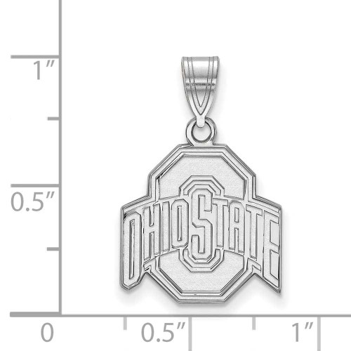Image of 10K White Gold Ohio State University Medium Pendant by LogoArt (1W003OSU)