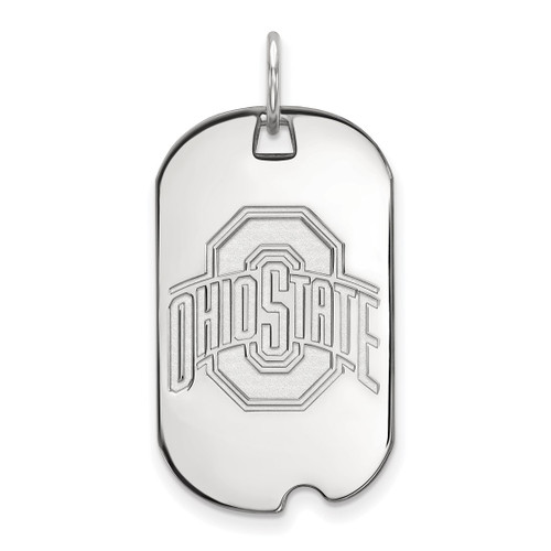 10K White Gold Ohio State University Small Dog Tag by LogoArt