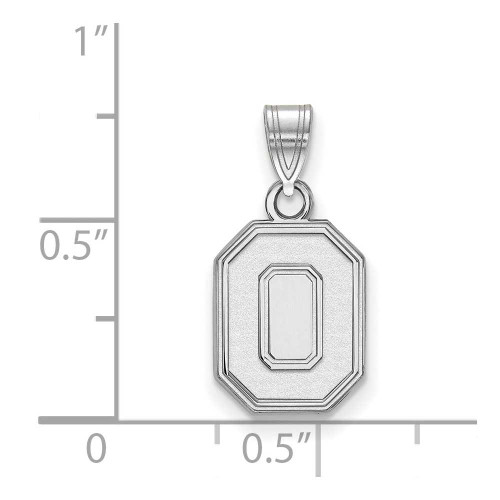 Image of 10K White Gold Ohio State University Small Pendant by LogoArt (1W045OSU)