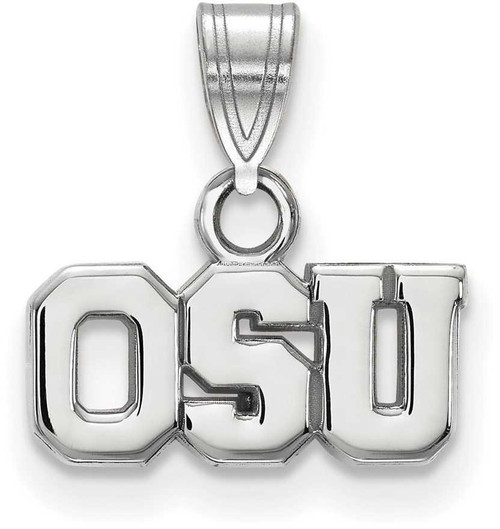 Image of 10K White Gold Ohio State University Small Pendant by LogoArt (1W081OSU)
