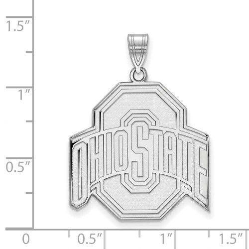 Image of 10K White Gold Ohio State University XL Pendant by LogoArt (1W005OSU)