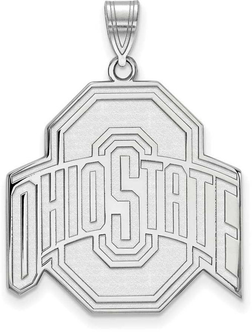Image of 10K White Gold Ohio State University XL Pendant by LogoArt (1W005OSU)