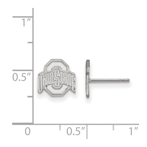 10K White Gold Ohio State University X-Small Post Earrings by LogoArt (1W008OSU)