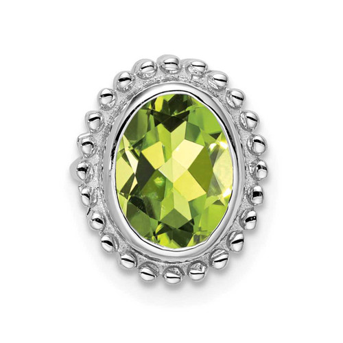 Image of 10K White Gold Oval Peridot Chain Slide Pendant