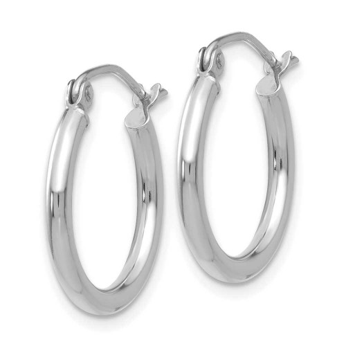 Image of 13mm 10k White Gold Polished 2mm Tube Hoop Earrings 10T1123