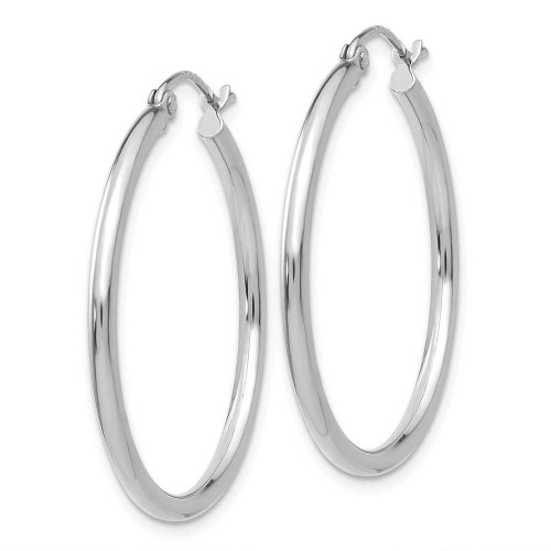 Image of 26mm 10k White Gold Polished 2mm Tube Hoop Earrings 10T826