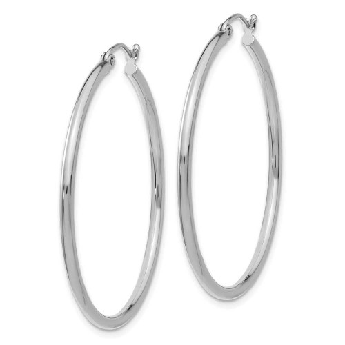 Image of 35mm 10k White Gold Polished 2mm Tube Hoop Earrings 10T831