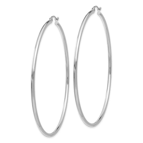 Image of 60mm 10k White Gold Polished 2mm Tube Hoop Earrings 10T836